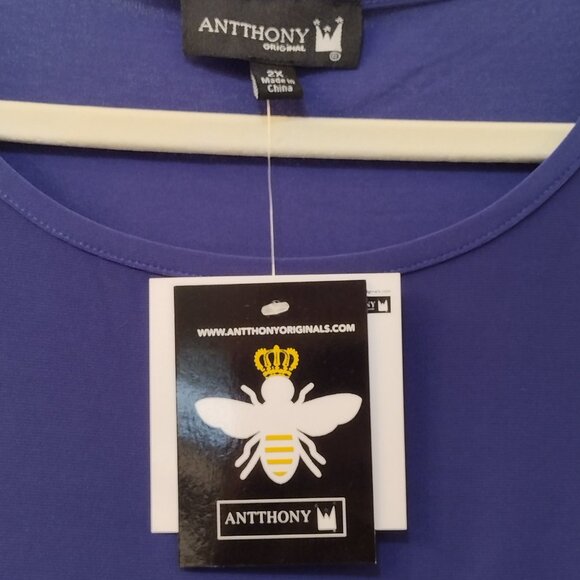 Antthony: 2-pc Flounce Sleeve Straight Leg Pant Set, Size 2X, Dark Blue - Picture 8 of 10